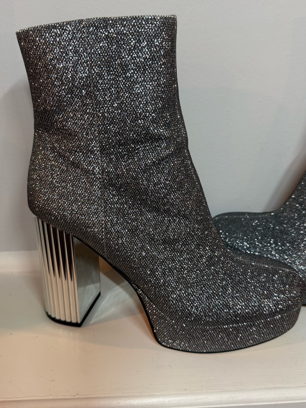 Michael Kora Glitter Silver Platform Boot - Picture 6 of 8